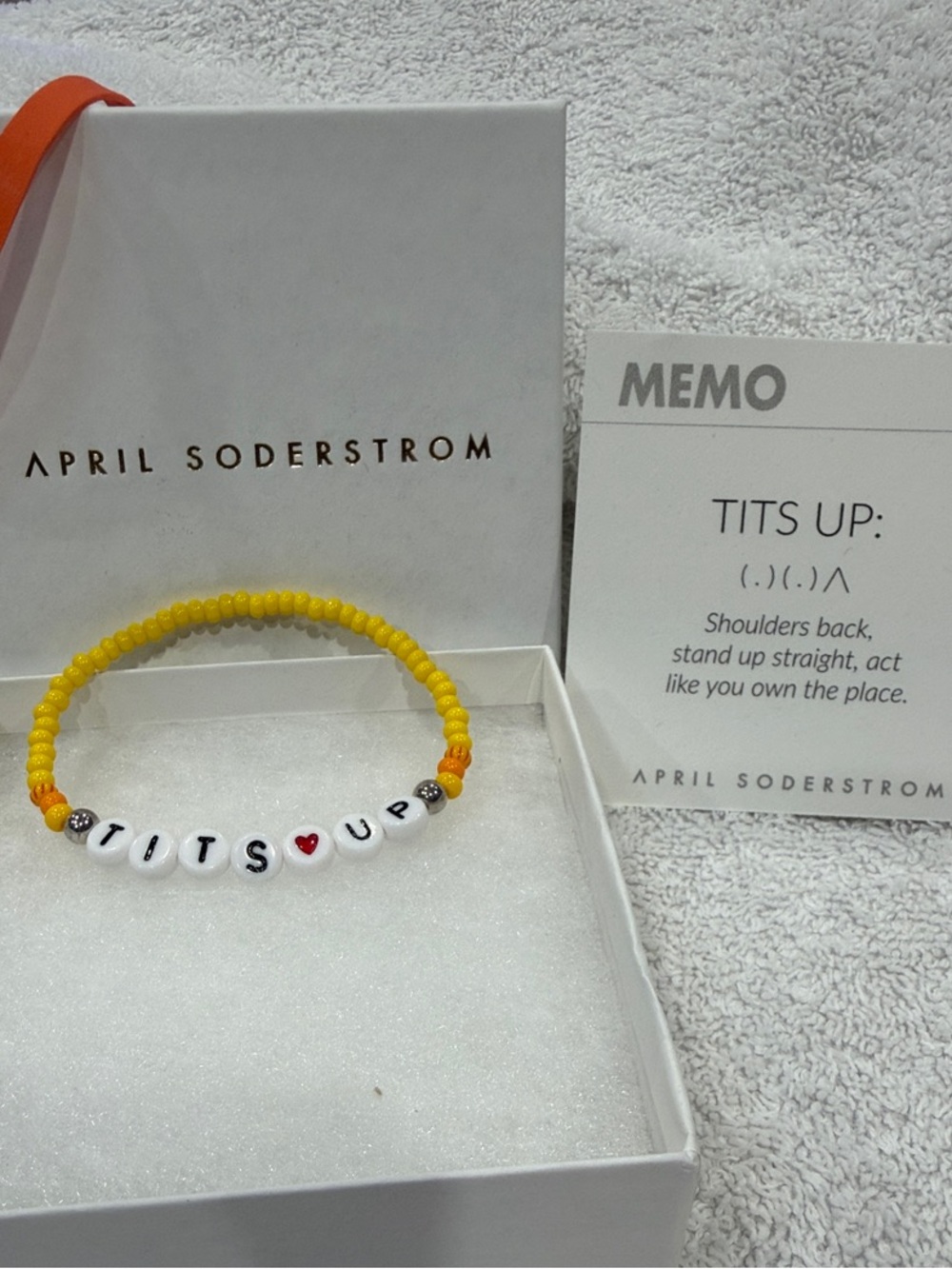 NWT April Soderstrom sterling silver Yellow Beaded "T*ts UP" Bracelet